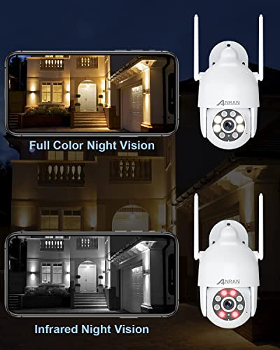 Anran Security Camera Outdoor With Spotlight And Siren, 2K 2.4G Wifi Ptz Wired Camera Outdoor With 360° View, Color Night Vision, Ip66 Waterproof, Two-Way Audio, Sd And Cloud Storage, P2 White #TOP3