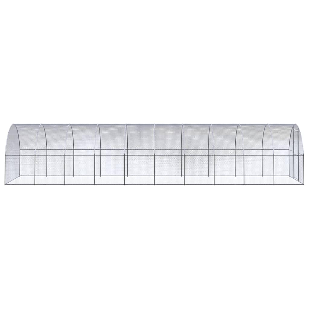 Stajnia z ocynkowanej stali, 3 x 10 x 2 m, dla małych zwierząt, takich jak kury, króliki, świnki morskie, fretka, gryzonie, wybieg z dachem i możliwością rozszerzenia