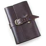 Classic Refillable Leather Journal with Strap Buckle Loose Leaf Binder Blank Lined Craft Paper 3.75