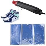 Shrink Wrap Bags Kit with 18x 11 Inches Shoe Heat Shrink Wrap Bags x 50 Pcs, Mini Heat Gun x 1 for Shoe Books Storage Avoid Sole Yellowing and Keep Dust Away