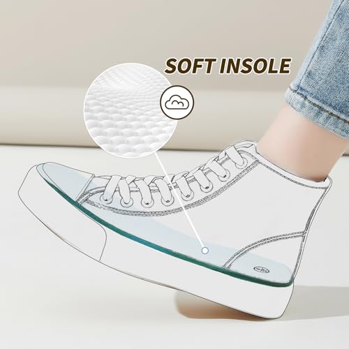 Image of Uoidru High Top Sneakers for Women Canvas Shoes White Canvas High Tops Women Casual Shoes Lace Up Fashion Sneakers