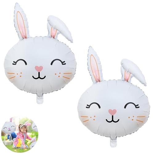 2 PCS Bunny Balloons Jumbo Easter Bunny Balloons Rabbit Bunny Foil Balloon for Easter Birthday Baby Shower - Unisex Children(White 55 * 75cm)