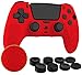Produktbild MyGadget Silikon Hülle kompatibel mit PS5 Controller - mit 8 Thumbsticks [ 2X Paar Hoch | 2X Paar Tief] - PlayStation 5 Dualsense Wireless Skin in Rot
