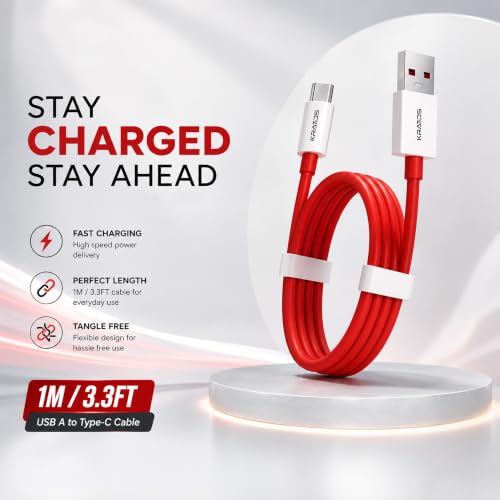 Image of Kratos 65W Fast Charger Adapter & USB-A to Type C Cable Combo, Compatible with OnePlus, Realme, Xiaomi, Redmi, Oppo, Vivo & Other Smartphones, Type C Charger Supports Dash, Warp, Vooc,SuperVooc
