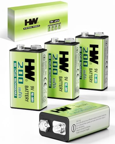4 Pack HW 9V Rechargeable Batteries 500+Cycles NiMH for TENS and EMS Units - image 1