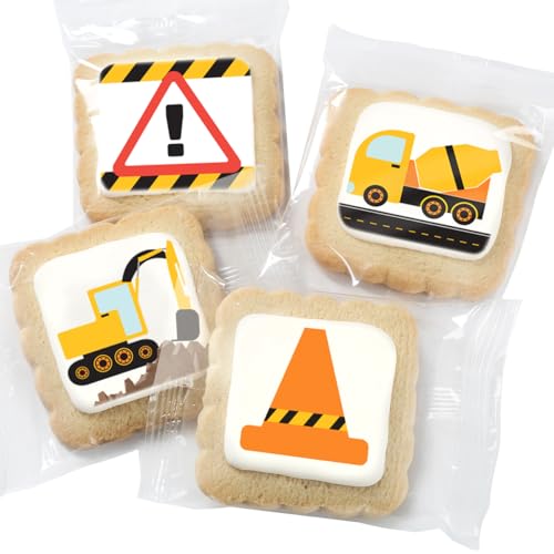 Image of Construction Cookies individually Wrapped | Bulk Party Favors Birthday Party | Bulldozer Excavator Digging Vehicles | Birthday Baby Shower