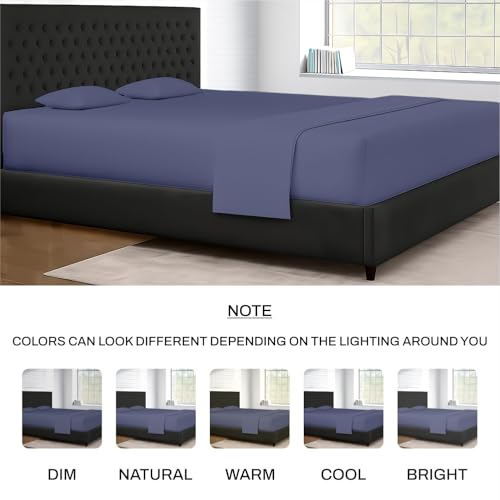 Image of SGI 84 inchx84 inch 4 Pc Wyoming King Sheet Set 600 TC 15 inch Deep, Mediterranean Blue