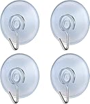fiXte Suction Cup Hooks Clear PVC Sucker Pads 30mm Kitchen Wall Hangers Window Sucker Hook No Drill for Glass Tile Door Bathroom Shower Christmas Lights Hanging Wreath (Pack of 4)