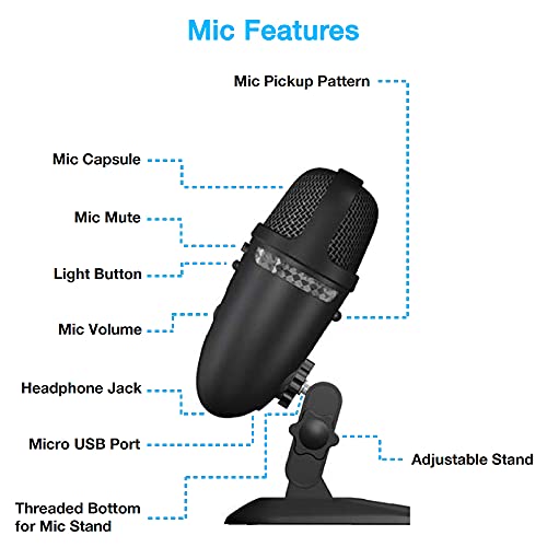 Image of Cyber Acoustics Premium USB Microphone with Dual Recording Patterns - 24-bit Recording Perfect for Podcasting and Vlogging - Compatible with PC and Mac (CVL-2009)