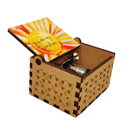 Image of Zesta Sunshine Wooden Musical Box Gift | Vintage Music Crank Mini Collectible for Girlfriend, Boyfriend, Husband, Wife | Unique Musical Gifts for Music Lovers | Classic Wooden Box
