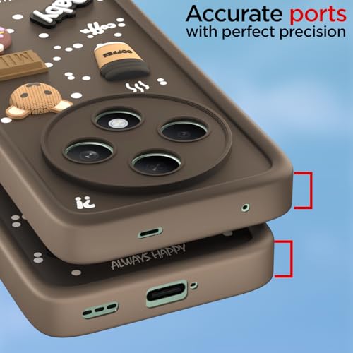 Image of Outlouders Back Cover for Oppo F27 5G | Cute Fun Cartoon 3D Bear Silicone | Full Body Protection Bumper Case (Brown)
