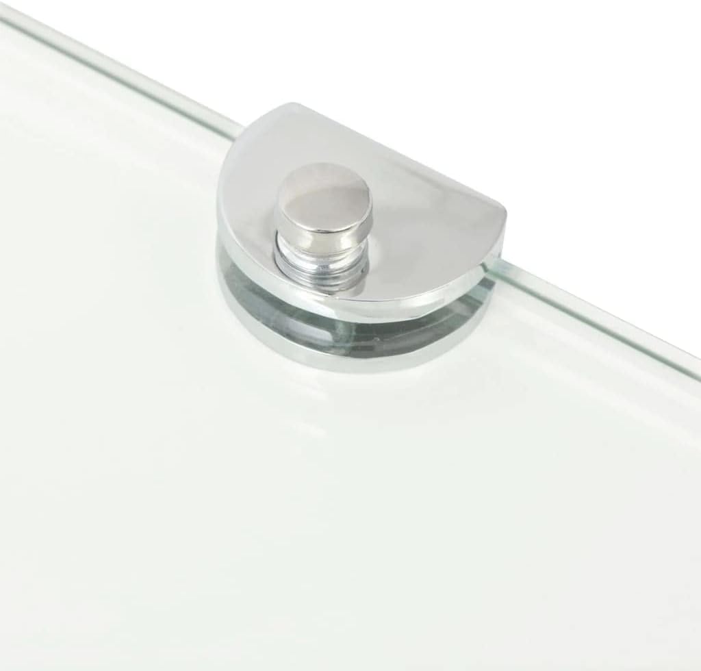 Corner Shelf Set of 2, Clear Tempered Safety Glass, 17.7x17.7 Inch Triangular Floating Wall Shelves for Bathroom, Kitchen, Living Room Decor