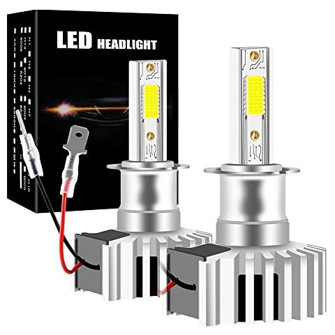 Yifengshun H3 LED Headlight Bulbs All-in-One High/Low Beam White 6500K Super Bright COB Chips 12000LM 60W 1:1 Mini Design H3 LED Bulb for LED Headlight Conversion Kit Replacement Cover