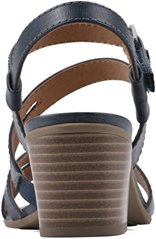 WHITE MOUNTAIN Women's Let Go Block Heel Sandal, Blue/Burn/Smooth, 8.5 M | Image 4