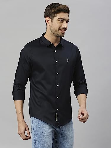 Image of Thomas Scott Men's | Solid | Full Sleeve | Slim Fit | Cotton Blend | Spread Collar | Casual Shirt
