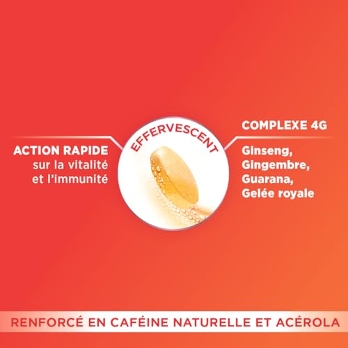 Forté Pharma - Ultra Boost 4G - Booster d'Energie - Guarana, Gelée Royale, Gingembre, Vitamine C, Vitamine D, Zinc, Caféine - Complément Alimentaire Vitamines et Mineraux - 20 comprimés Effervescents – Image 3