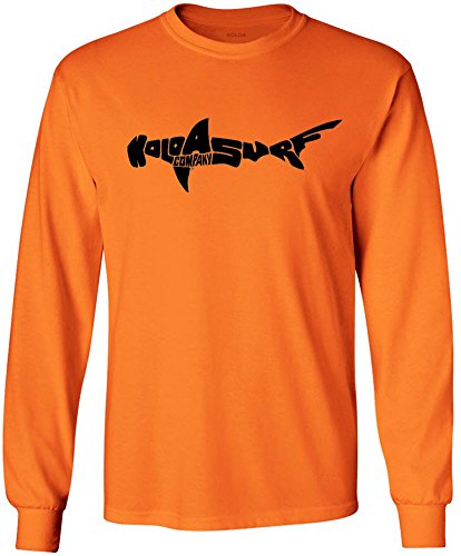 Koloa Surf Shark Logo Long Sleeve Cotton/Poly T-Shirt-Safety.Orange/b-M