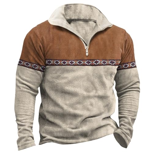 Men's Western Sweatshirts Slim Casual Pullover Hoodies Bold Graphic Patchwork Drawstring for Everyday Wear