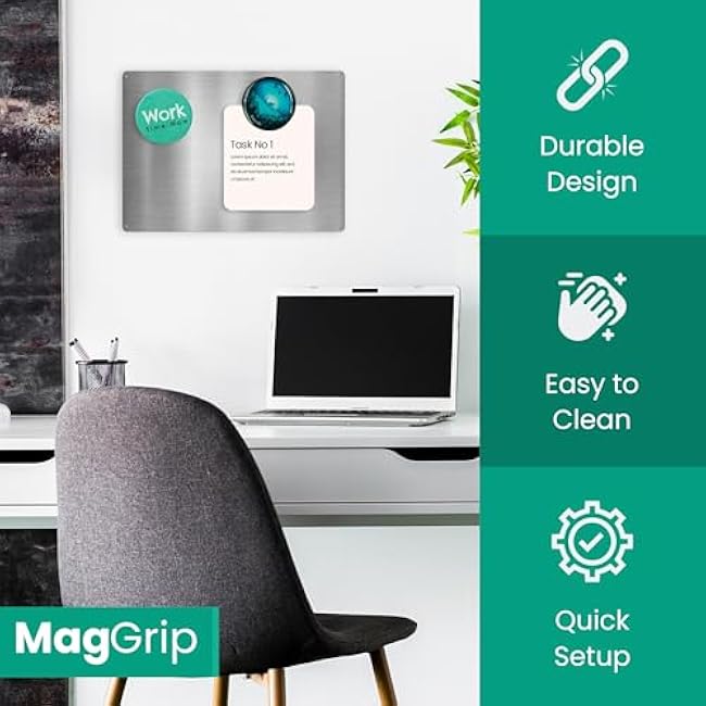 9 inches x 6.5 inches Stainless Steel Plate for Magnets, 3M Adhesive Back, Mounting Screws, Ideal for Magnetic Shelf, Spice Holders, Fridge Magnets. Mount Anywhere! (Silver, 2 Pack)