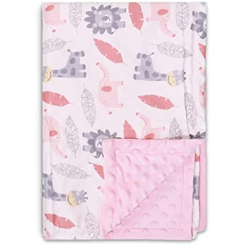 Blublu Park Baby Blankets, Super Soft Minky Double Layer Personalized Baby Blankets with Dotted Backing for Daycare Baby Nursery Bed Blanket Stroller Crib Baptism Gifts 101 x 75 cm, Pink Cover
