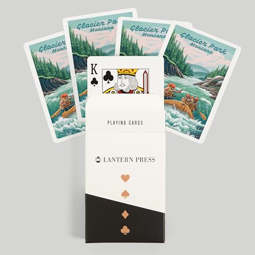 Lantern Press Glacier Park Montana Baraja Poker 52 Cartas miniatura 6