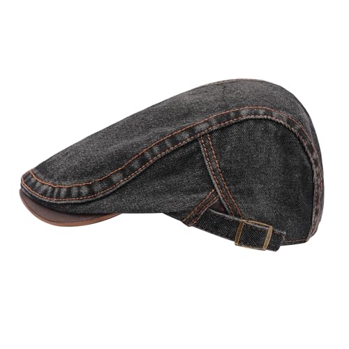 Image of ZLYC Men Cotton Flat Cap Summer Scally Ivy Gatsby Newsboy Beret Driver Cabbie Hunting Hat
