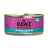 Rawz Natural Premium Pate Canned Cat Wet Food - Made with Real Meat Ingredients No BPA or Gums - 5.5oz Cans 24 Count (Chicken & Herring)