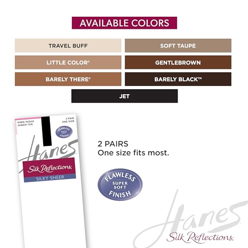 Hanes Silk Reflections Women's Sheer Toe Silky Sheer Knee-High Stockings4