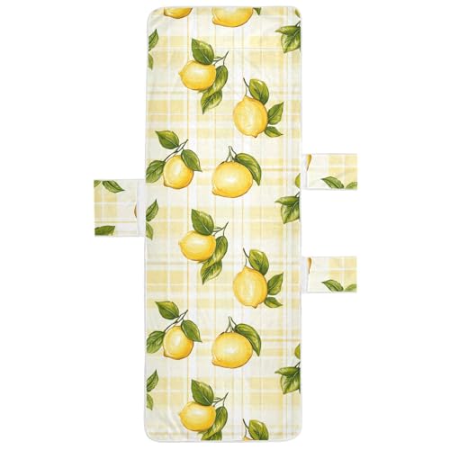 BOESI Graffiti Lemon Pattern Beach Chair Towel, Outdoor Pool Chair Cover, with Pockets, Suitable for Outdoor Beach Garden Sunbathing, 85'' x 30''