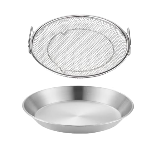 Estante de drenaje de acero inoxidable - Piojos netos de bandeja portátil, retiro de aceite ligero | Control de humedad duradero para múltiples usuarios, colador de colonia para cocinar a la parrilla