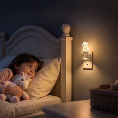 Image of DORESshop LED Night Light for Kids, White Fox Night Lights Plug into Wall, 8 Colors+ Soft White 3000K Nightlight, Dusk to Dawn Sensor, Nightlights for Kids Room, Bedroom, Birthday Gift, 2 Packs