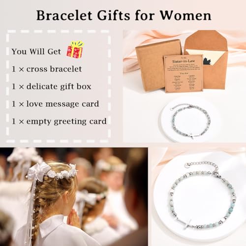 Image of Religious Cross Bracelet for Women Girls, Christian Gifts for Daughter Granddaughter Sister in Christ Friend Niece on Birthday Christmas Easter Valentines Day Graduation