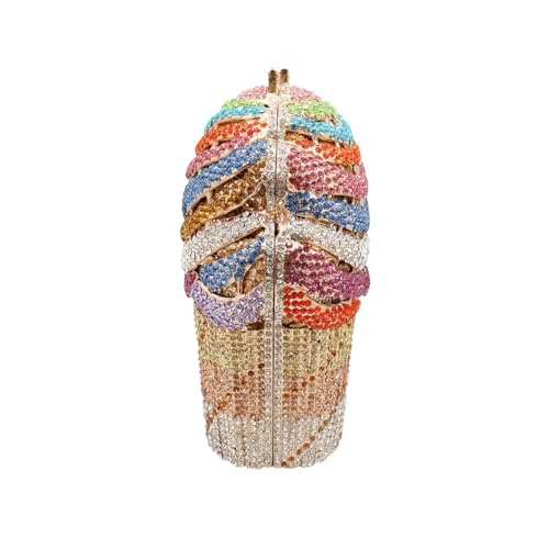 Image of Women Ice Cream Crystal Evening Bag Luxury Rhinestone Clutch Wedding Party Minaudiere Purse and Handbag for Cocktail