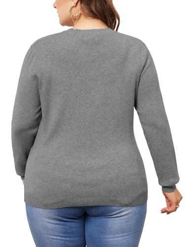 Image of Agnes Orinda Plus Size Sweater for Women Long Sleeve Crewneck Shirts 2024 Fall Knit Casual Basic Tee Tops