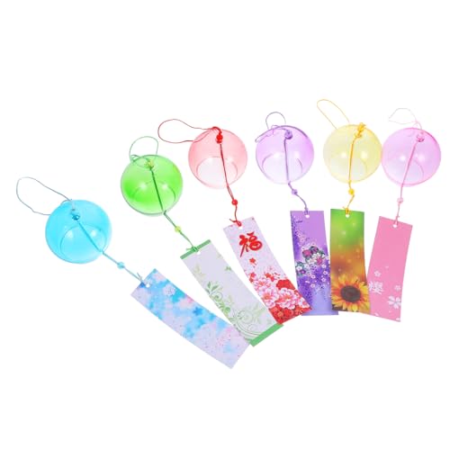 CLISPEED 6 Piezas De Campanillas De Viento De Vidrio De Colores Japoneses Molino De Viento Campanillas De Viento Pequeñas Piezas De Campanillas De Viento Luces De Hadas Solares Luces