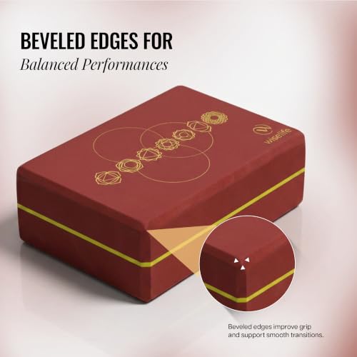 Image of WiseLife Printed Yoga Blocks | Yoga Brick (Pack of 2, Extra Large Size), High-Density EVA Foam Soft Surface for Balance, Support & Performance, Strength Training Exercise (Maroon)