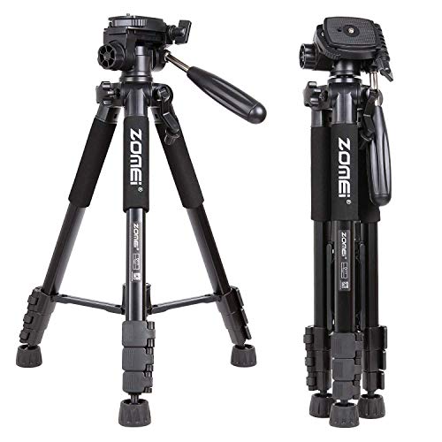 Spotact Q111 Lightweight Camera Tripod 55" Pan Head Stand with Phone Holder Mount