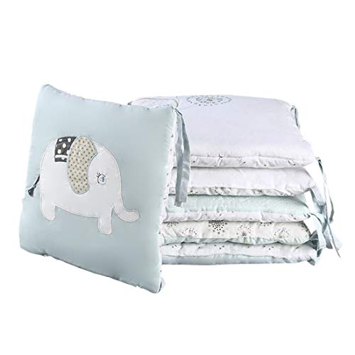 Freahap 6PCS Baby Crib Bumpers Cotton Breathable Elephant Bedding Pad for Newborn Boys Girls
