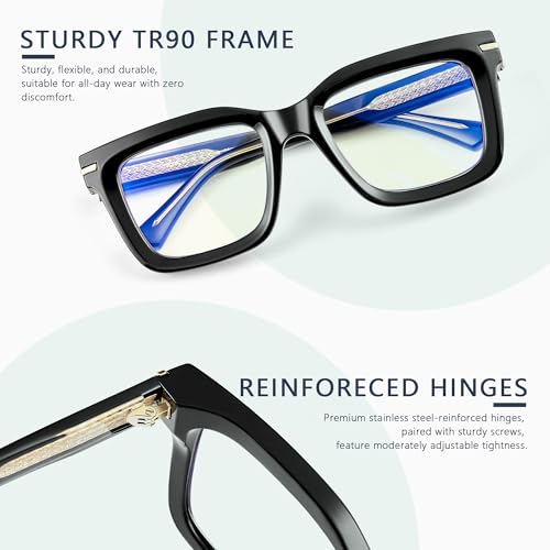 Image of Blue Light Blocking Glasses for Women Men, Square Thick Frame Anti Eyestrain & UV Glare JF6218