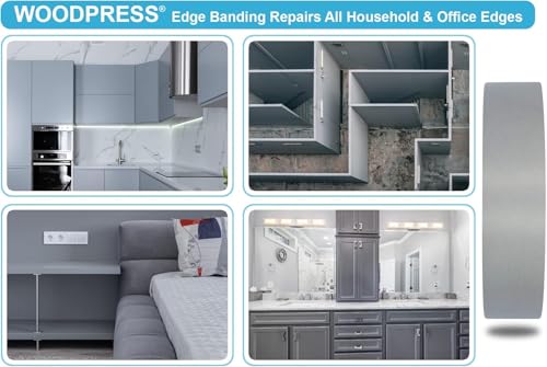 WoodPress® 19mm Perlgrau Melamin Kantenumleimer mit Schmelzkleber – 7,5m Rolle – Einfaches Aufbügeln für Heimwerker