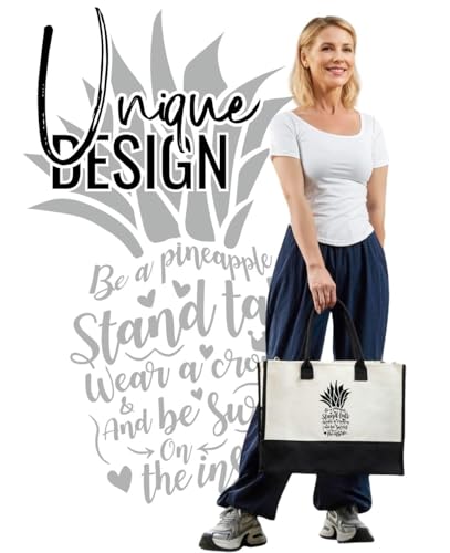 Image of InnoBeta Pineapple Gifts for Women, Canvas Tote Bag for Pineapple Lovers