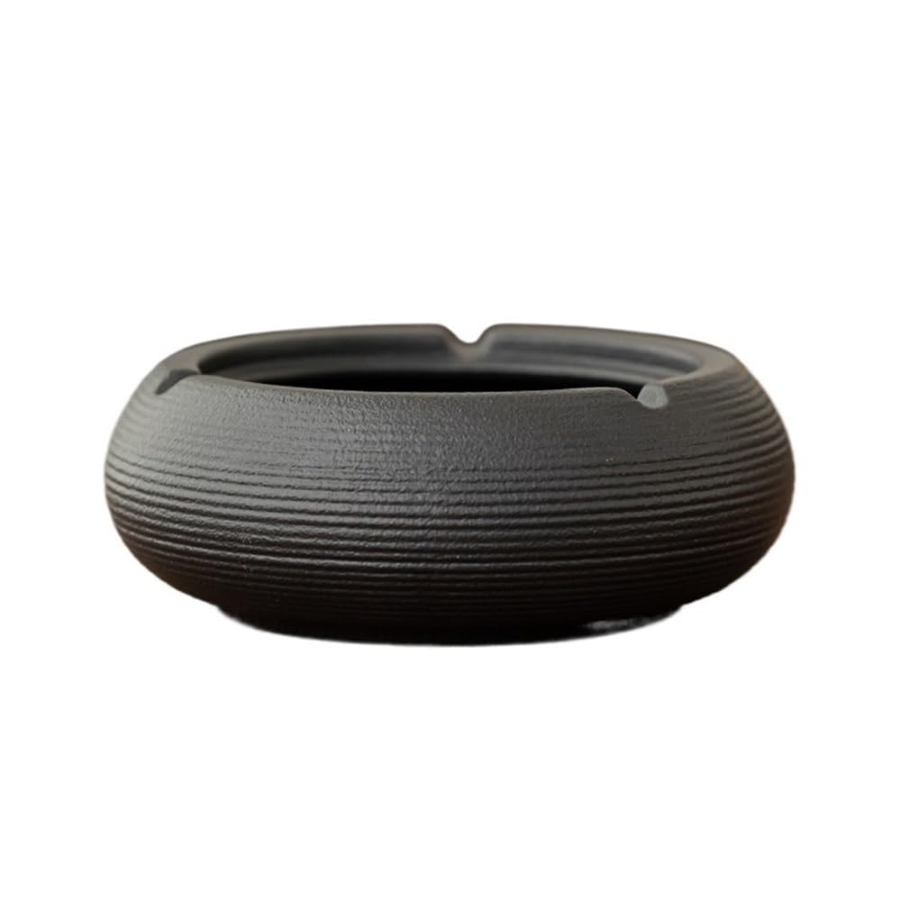 Posacenere da tavolo in ceramica con coperchio, adatto per soggiorno, camera da letto, scrivania o ufficio, facile da pulire, colore: nero