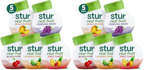 Image of Stur Liquid Water Enhancer | Summer Variety Pack | Naturally Sweetened | Sugar Free | Zero Calories | Keto | Vegan | 5 Bottles, Makes 120 Drinks (Pack of 2)