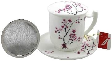 Tea Logic Herbal Tea Mug Cherry Blossom Fine Bone China with Sieve