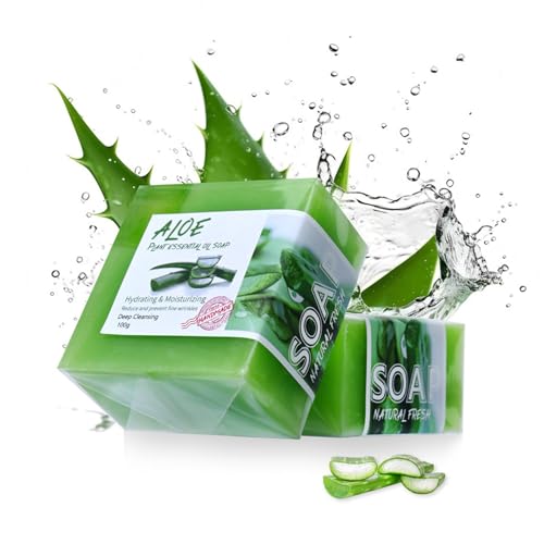 Jabón de aloe vera, 2 unidades de jabón natural como gel de ducha sólido y champú, barra de jabón para todos los tipos de piel, jabón de ducha para el cuidado facial y corporal, cosmética natural