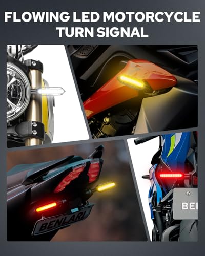 Image of Benlari 4PCS Indicators Flowing LED Motorcycle Turn Signals Brake Lights & Daytime Running Lights Front Rear Turn Signal Lights Waterproof Fit for Harley Honda Yamaha Triumph