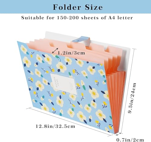 Image of Corslet Certificate Expanding File Folders for Documents Large Size A4 Paper Holder Organizer School Office Home Multicolor with 5 Pockets (2-Pack)