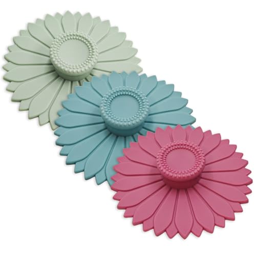 Image of Sunflower Silicone Cup Covers,4.1 Inch Reusable Suction Lids - Seal & Keep Drinks Warm/Cold,Dishwasher Safe for Coffee & Tea 3PCS