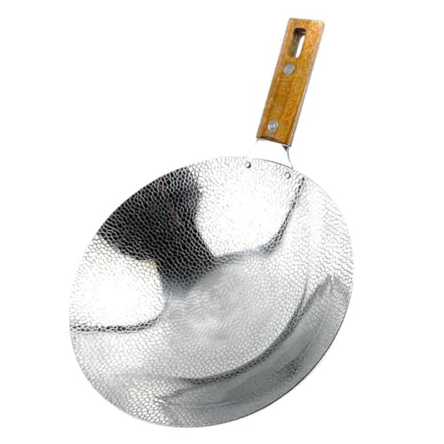 Wok de acero inoxidable con mango de madera miniatura 1
