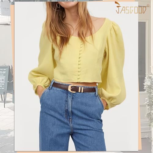 JASGOOD Women Leather Belt with Gold Buckle Plus Size Belt for Jeans Pants PU Leather Waist Belt for Ladies4